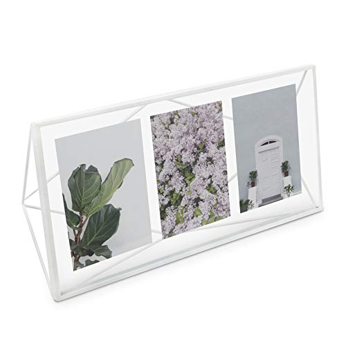 Umbra Prisma Floating Wall or Desk Photo Display for Pictures, Art, Illustrations, Graphic Text & More, Multi, White