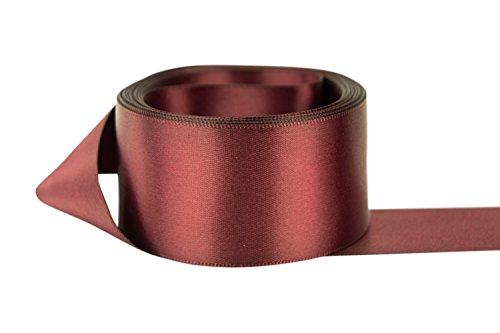 Ribbon Bazaar Double Faced Satin Ribbon - Premium Gloss Finish - 100% Polyester Ribbon for Gift Wrapping, Crafts, Scrapbooking, Hair Bow, Decorating & More - 5/8 inch Burgundy 50 Yards