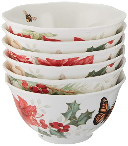 Lenox 880092 Butterfly Meadow Holiday Rice Bowls, Multicolor