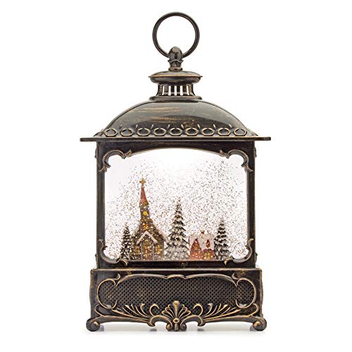 Melrose 80786 Plastic Snow Globe Lantern with Church,12-inch Height, Multicolor