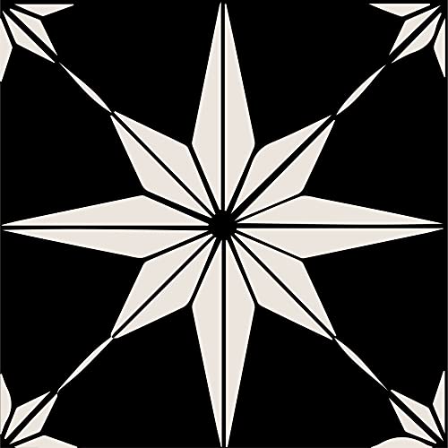 Tile Stickers by Mi Alma 24 pcs Talavera Wall Stencils Wall Stickers Peel and Stick Easy Application ‚Äì Ideal for Bathroom, Kitchen Wall Tile Decals (White Star, 4X4 inch)