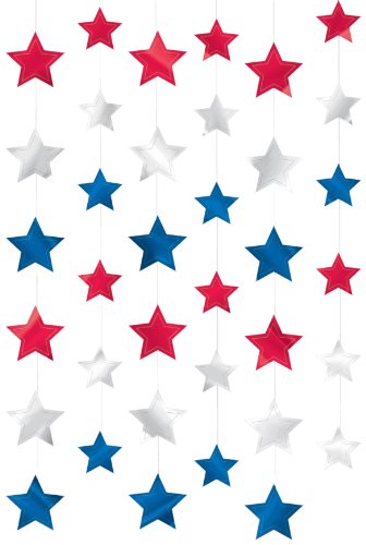 amscan Star String Party Decorations, 7", 6 Ct., Multicolor (672073)