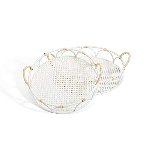 Two's Company Set of 2 Cane Webbing Pattern Decorative Trays
