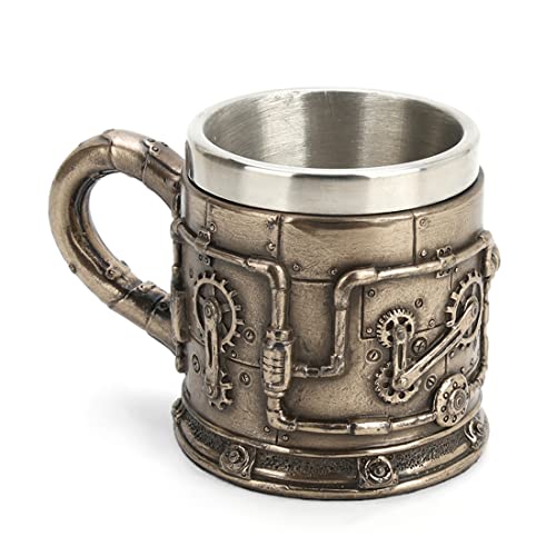 Unicorn Studio Veronese Design 2 oz Steampunk Gear Mini Mug Shot Glass With Removable Stainless Steel Insert