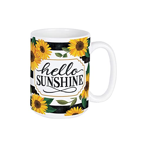Carson Home, Decorative Ceramic Mug for Coffee Latte Tea Hot Cocoa, Ideal Gift, Microwave and Dishwasher Safe, Sunshine Boxed Mug 15oz