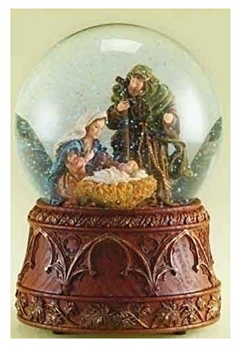 Roman Christmas Nativity 120MM Musical Snow Globe Glitterdome with Carved Wood Base - Plays Tune O&
