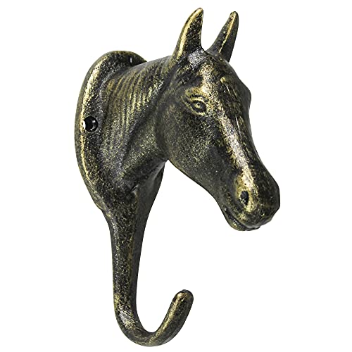 HomArt 1575-19 Horse Wall Hook, 6-inch Height, Cast Iron - Bronze