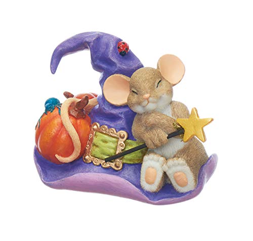 Roman Mouse on Witch Hat 3 Inch Resin Decorative Halloween Tabletop Figurine