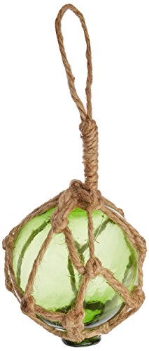 Hampton Iron Green Japanese Glass Ball Fishing Float with Brown Netting Decoration 4"