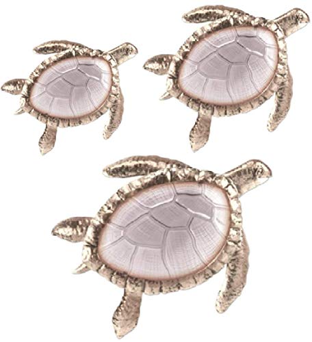 Comfy Hour Ocean Voyage with Sea Turtles Collection Coastal Ocean Sea Turtles Hanging Wall Art Decor Set (3 Pieces - Large), Outdoor or Indoor, Metal and Glass, white