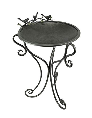 Napco Perched Birds with Scroll Base Galvanized 20.5 x 31 Metal Outdoor Birdbath