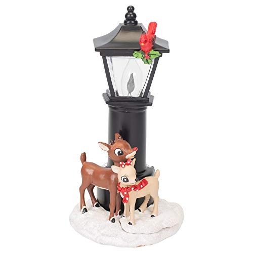 Roman Rudolph and Clarice By Lamppost 7.25 Inch Resin Stone Flickering Night Light