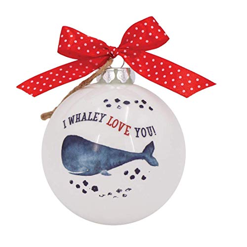 DEI 14836 I Whaley Love You Ornament, 4-inch Diameter, Glass