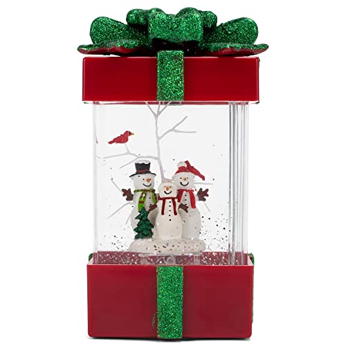 Valyria LLC Transpac Y9250 Light Up Snowman Family Present Globe, 7.75-inch Height, Plastic