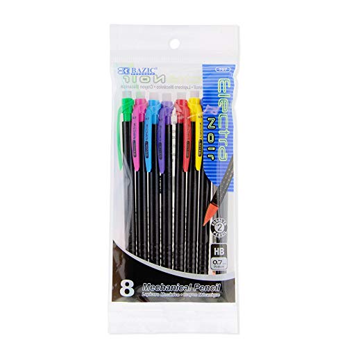 BAZIC US Flag Push A Point Pencil 8 Per Pack,Pink/Yellow/Blue