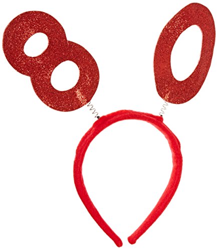 Beistle Glittery 80th Head Bopper, Red