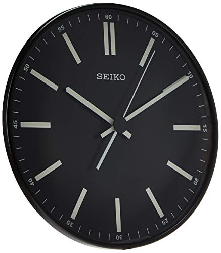 Seiko 12" Black Wall Clock with White Markers