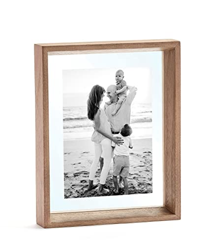 Giftcraft 094391 Brown Floating Photo Frame, Holds a 5 x 7 Photo, 9.9-inch Height, Paulownia, Glass and Paper