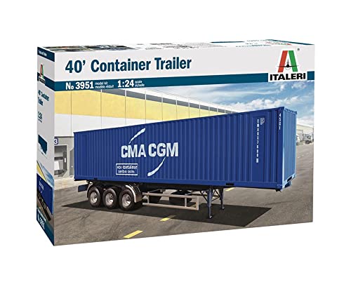MRC Italeri 3951S 1:24 Container Trailer 40 ft Building Stand Model Making Crafts Hobby Gluing Plastic Construction Kit True to Detail
