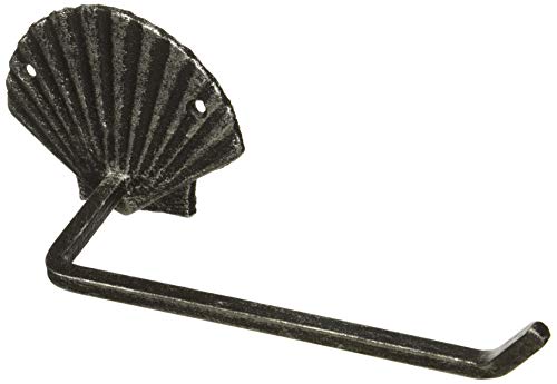 Hampton Iron Antique Silver Cast Iron Shell Toilet Paper Holder 10" Bathroom Beach Home Decorating