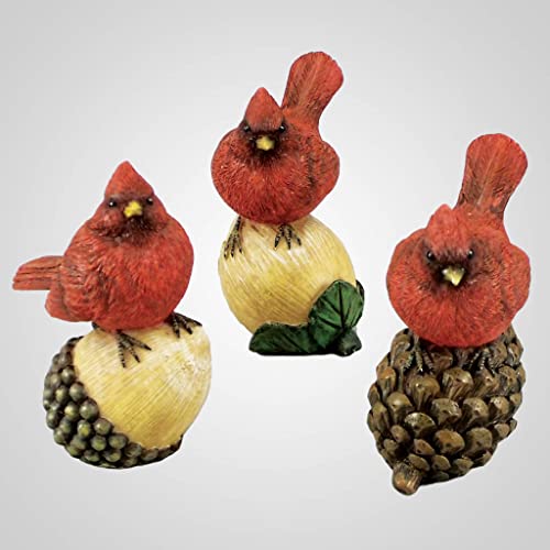 Lipco 18365 Cardinals On Nuts and Cones Figurine, Set of 3