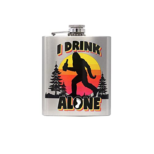 Spoontiques - Stainless Steel Hip Flask - Functional Drinkware - 7 Ounce Liquid Capacity with Stainless Steel Refill Funnel - 4 ¬æ‚Äù Tall - Gift for Birthday, Bachelor or Bachelorette Party - Big Foot