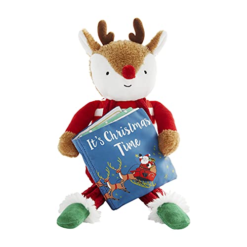 Mud Pie Children's Christmas Reindeer Plush with Book