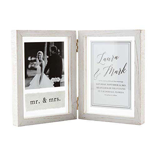 Mud Pie HINGED WEDDING FRAME, 4x6, White
