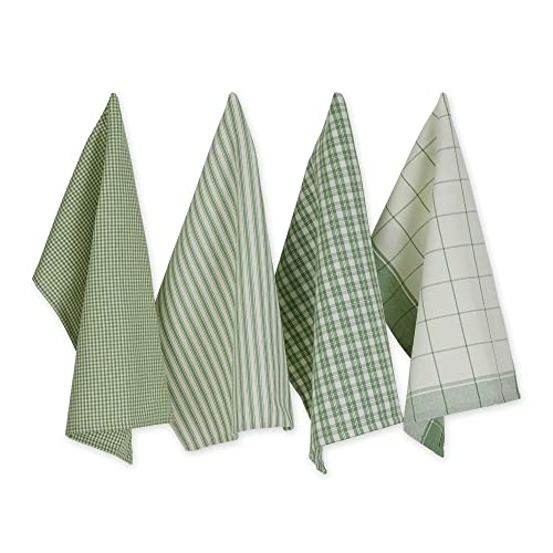 DII Design Everyday Kitchen, Urban Stripe & Basic Dishtowels, 18x28, Sage, 4 Piece