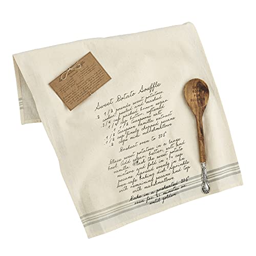 Mud Pie Thanksgiving Sides Recipe Towel and Wooden Spoon Se, 26" x 16.5",  Sweet Potatoes