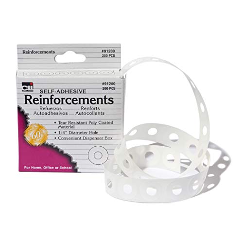 Charles Leonard Paper Hole Reinforcements, Self Adhesive, 1/4 Inch Holes Reinforcements in Dispenser Box, White, 200/Box (91200)