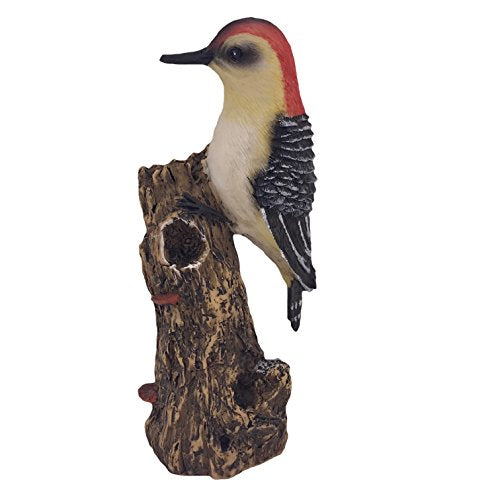Delton Beautiful Red Headed Woodpecker on a Tree Branch Bird Figurine 7 in Tall
