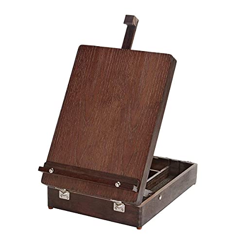 KINGART Wooden Art Box Tabletop Easel (Espresso)