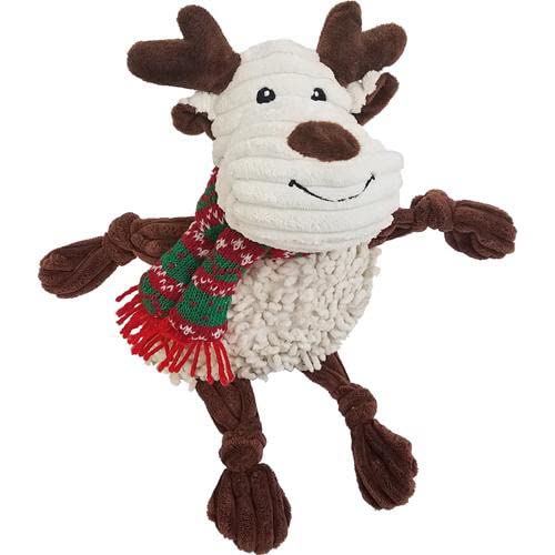 Pet Lou Holiday Natrual Plush Pet Toys for Dogs with Squeakers and Crinkle for Medium and Small Size Dogs (9 INCH, 9" CHR Natural Reindeer)