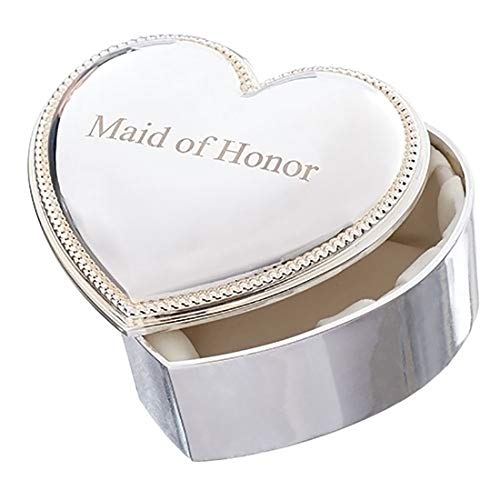 Roman Maid of Honor Silver Tone 3 x 3 Zinc Alloy Metal Decorative Keepsake Box