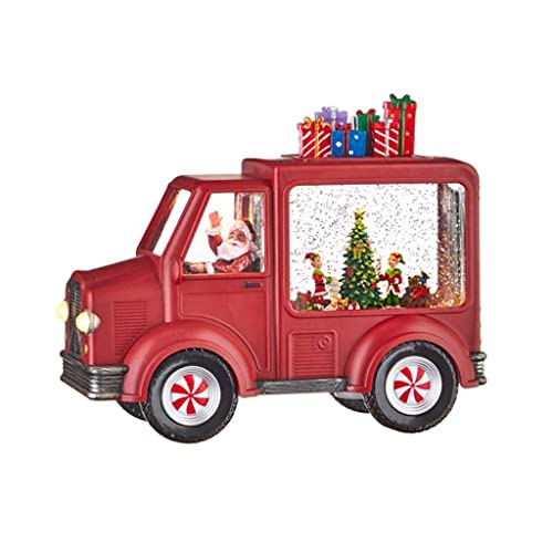 Raz 4000775 Santa and Elves Lighted Water Truck, Multicolor