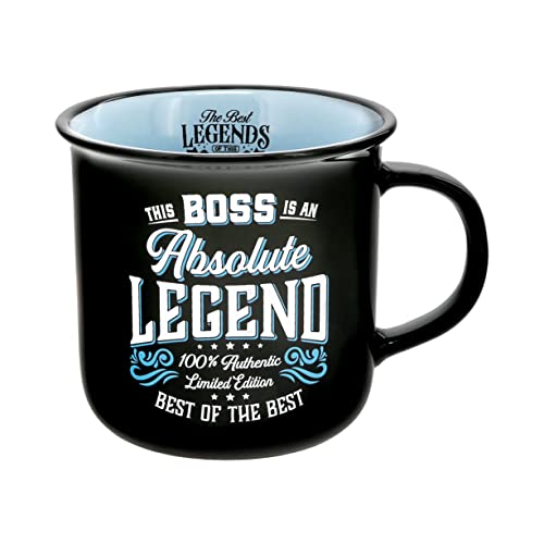 Pavilion Gift Company - Boss Absolute Legend - Ceramic 13-ounce Campfire Mug, Double Sided Coffee Cup, Gifts For Boss, Boss Mug, 1 Count, Black/Blue