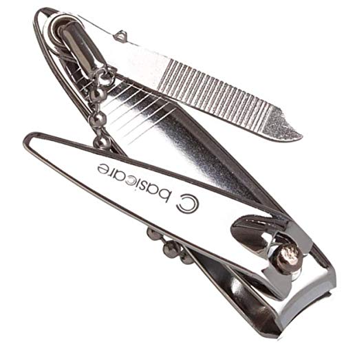 BASICARE Compact Nail Clipper, Stainless Steel, Contoured Blades, Precision Nail Trimming for a professional manicure at home