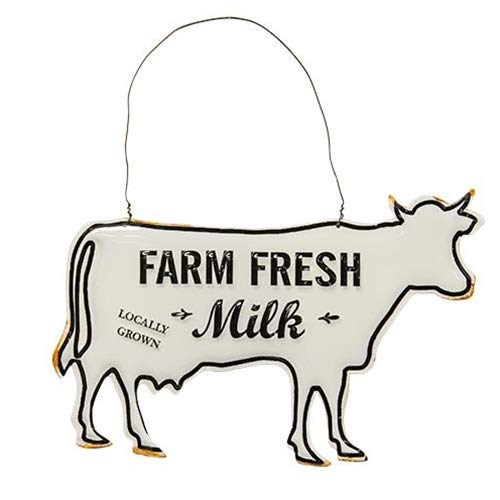Craft House FARM FRESH MILK COW Metal Sign - Country Prim Distressed - 8 x 4.75