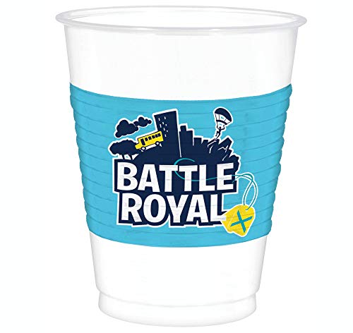 Amscan "Battle Royal" White and Blue Plastic Party Cups 16 Oz, 8 Ct.