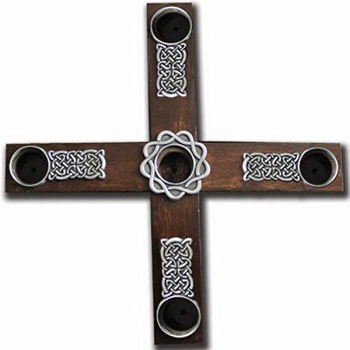 Cathedral Art AD133 Celtic Knot Wood Cross Advent Wreath Candle Holder, 8-Inch Diameter
