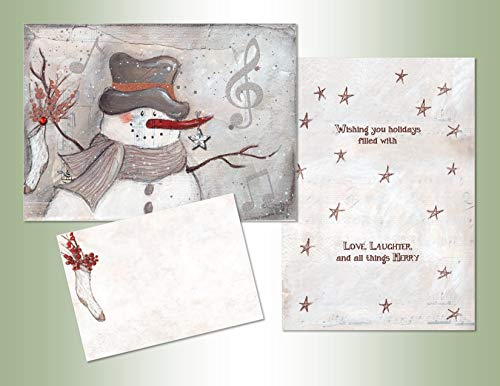 LPG Greetings Performing Arts Handmade, Full Color Inside, Matching Envelope Snowman Star Nose Stationery Paper, 65104-12