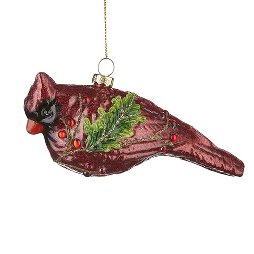 RAZ Imports 4224612 Cardinal Glass Ornament, 5.5-inch Height