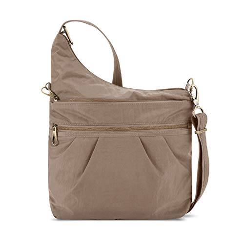 Travelon Anti-theft Signature 3 Compartment Cross Body Bag, Sable