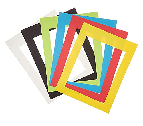 Hygloss Bright Frames - Rectangle Paper Frame with Rectangle Cut-out - 6 Fun Colors - Medium Frame - 8" x 10.5" - Opening Size 4.75" x 6.75" - 12 Count