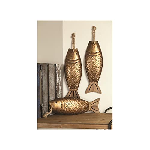 Manual Woodworkers & Weavers IMDEMF 10.25 x 4.75 x 3.25 in. Metal Fish Decor - Set of 3