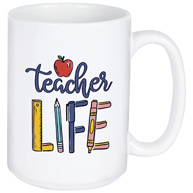 Carson Home Teacher Life Boxed Mug, 4-inch Height, Holds 15 oz., Ceramic