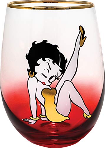Spoontiques 21706 Betty Boop Stemless Glass, 20 ounces, Red