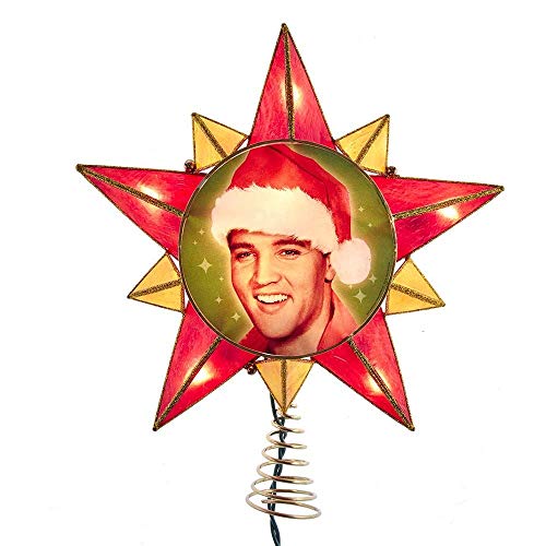 Kurt Adler Elvis Presley 10-Light Elvis Capiz Star Treetop Tree Topper, Multi