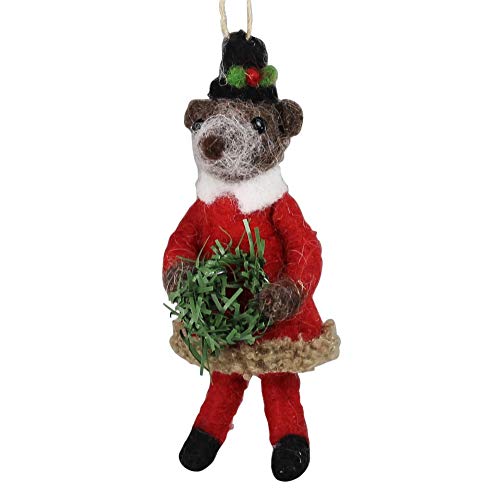 HomArt 95158-0 Bear with Wreath Ornament, 4.75-inch Height, Felt